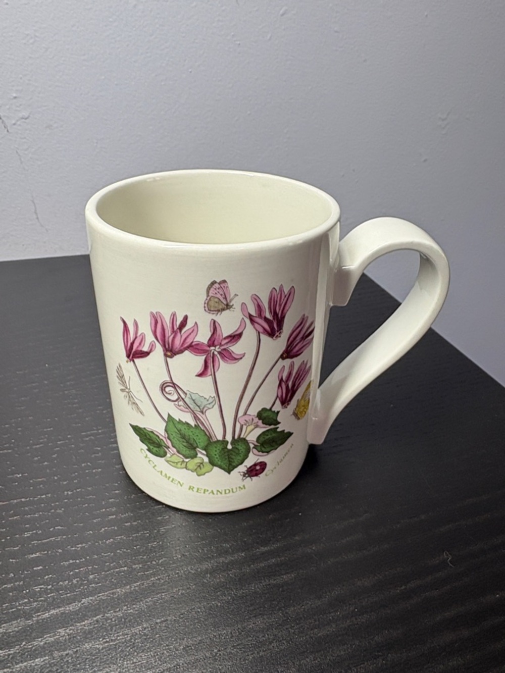 Portmeirion Cyclamen Botanical Mug in Cream with Pink Flowers